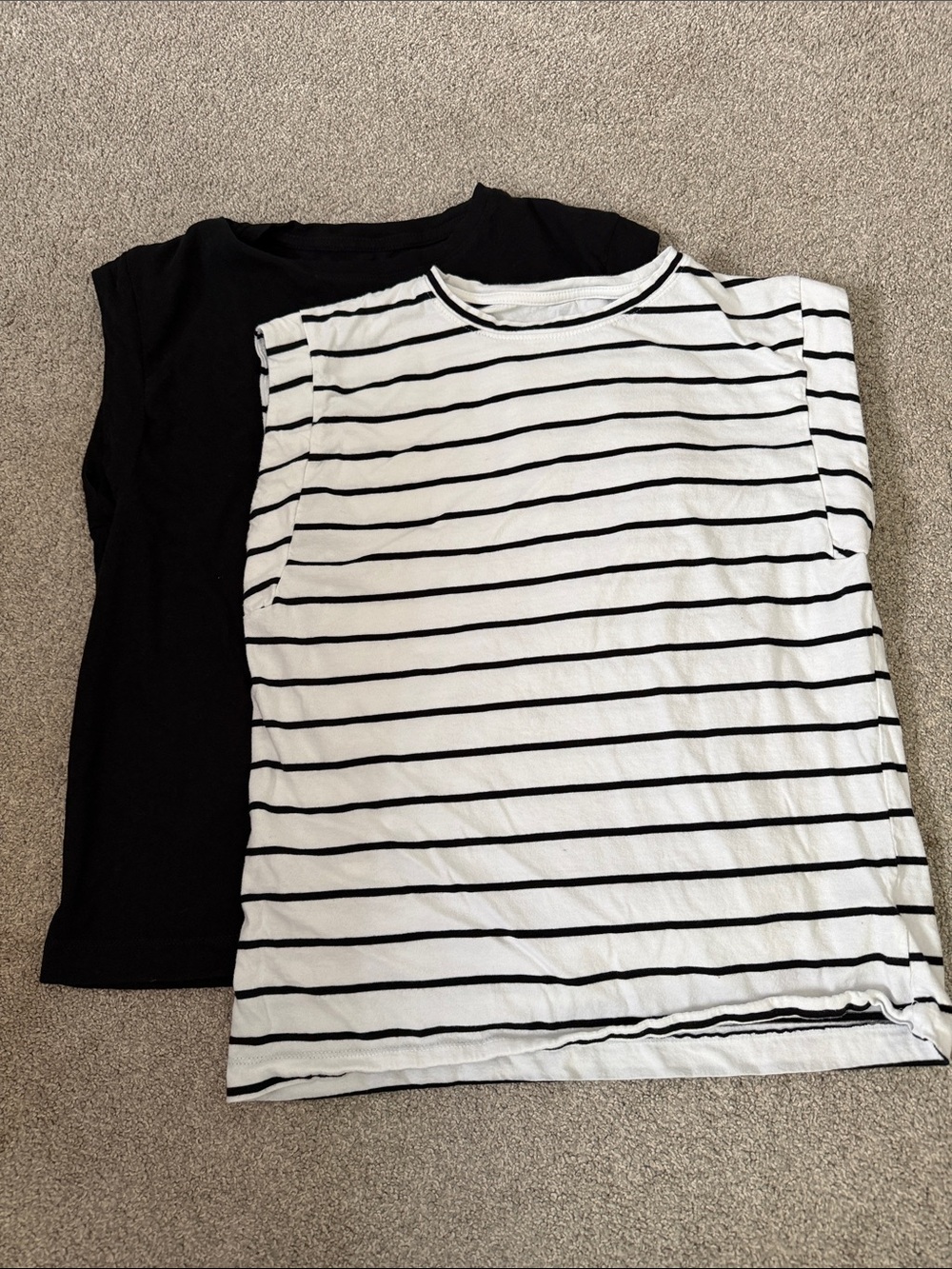 a.n.a Black Sleeveless Top + White Black-Striped Tank Set